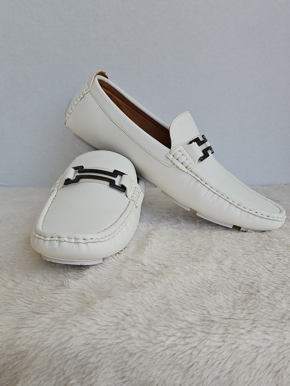 NWOT Bruno Marc Men’s White Horsebit Loafers Driving Shoes Size 10